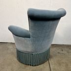 Vintage Cocktailstoel, Frankrijk 1960's, Blauw Velours thumbnail 9