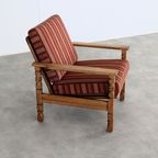 Brutalist Easy Chair | Vintage Fauteuil | Jaren 60 | Eiken thumbnail 9