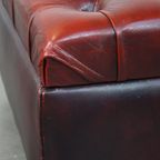 Rode Rundleren Vierkante Chesterfield Hocker/ Opberg Poef thumbnail 10