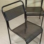 Vintage Set Van 4 Metalen Stoelen, Zwart, Perforated Metal thumbnail 5