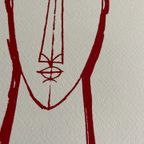 A. Modigliani (1884-1920), Tetes (red), Printed In Italy thumbnail 6