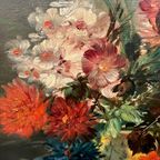 "stilleven Met Bloemen". Olieverf Op Doek. thumbnail 5