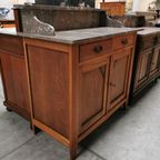 Vintage Frans Dressoir Commode, Ladekast Badkamermeubel Met Marmer Blad 211 thumbnail 17