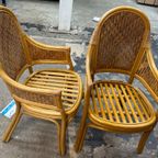 4 Rotan Webbing Bamboo Diner Stoelen , 1980s thumbnail 16