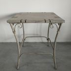 Brocante Hout/Metalen Plantentafel Bijzettafel thumbnail 5