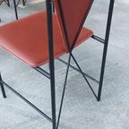 Set Van 4 Vintage Postmodern Leren Eetkamerstoelen thumbnail 12