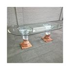 Eettafel Van Fabianart Met 2 Dorische Zuilen Marmer & Acryl - Italië Jaren 80 thumbnail 12