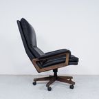 Strässle Zwart Leren King Chair, 1960S thumbnail 4