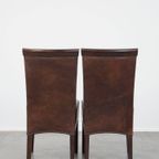 Statige, Cognac Kleurige Set Van 2 Rundleren Art Deco Design Eetkamerstoelen thumbnail 4