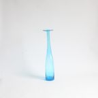 Blue Bubble Glass Bottle Vase 1950S 1960S thumbnail 3