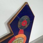 Large Midcentury Enameled, Iridescent Glass Tableau / Wall Sculpture Wide 80 Cm Height 100 Cm Sig thumbnail 8