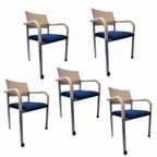 5 X Postmoderne Memphis Stijl Armstoelen/ Vergaderstoelen Door Arge2 Voor Wiesner Hager, 1980S thumbnail 3