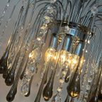 Xxl Grote Murano Kroonluchter Hanglamp Taupe Chrome Frame thumbnail 8