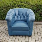 Vintage Leren Club Seat Chesterfield Look Blauw thumbnail 7