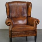 Comfortabele Schapenleren Oorfauteuil Met Een Prachtige Vintage Uitstraling thumbnail 2