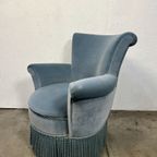 Vintage Cocktailstoel, Frankrijk 1960's, Blauw Velours thumbnail 7