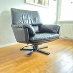 Leolux Cece Fauteuil Op Steren Voet. Zwart Leer thumbnail 6