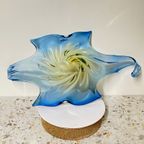 Grote Murano Schaal In Blauw En Amber - Sommerso Techniek thumbnail 3