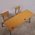 Vintage Industrieel Bureau Schoolbank Kindertafel thumbnail 4