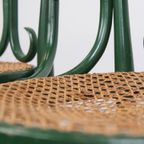 Set Van 2 Leuke Groene Sierlijke Vintage Bistro Stoelen Met Een Gematte Rieten Zitting thumbnail 2