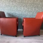 2X Leolux Dolcinea Fauteuil + Hocker | Roodbruin/Cognac Leer thumbnail 17