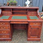 Klassiek Engels Bureau, Partnerdesk Schrijftafel Met Opzets thumbnail 4