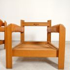 2 Oak Armchairs In Cognac Leather thumbnail 12