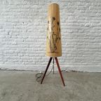 Vintage Vloerlamp - Teak Driepoot Voet - Droogbloemen Uniek thumbnail 5