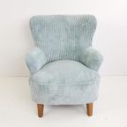 Vintage Artifort Fauteuil Licht Blauwe Ribstof Theo Ruth thumbnail 4