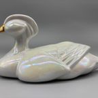 Art Deco Parelmoer Porseleinen Eend Wit Goud thumbnail 5