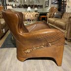 Saddle Chair / Zadel Fauteuil + Voetenbank In Vintage Cognac Leer Eyecatcher thumbnail 8