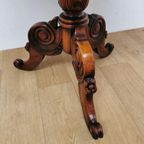 Antieke Ronde Salontafel, Koffietafel Wijntafel Mahonie Hout thumbnail 2