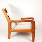 Vintage Deense Dyrlund Fauteuil Nieuw Gestoffeerd Crème Wol thumbnail 2