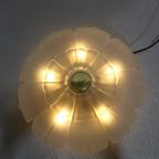 Vintage Plafondlamp, Plafonnière - Bloem-Vorm, Jaren '70, Messing Glas | 01202 thumbnail 8