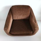 Vintage Jaren 60 Fauteuil Op Wielen Bruin Velours thumbnail 5