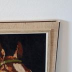 70's Retro Schilderij Geborduurd Paard In Vintage Lijst thumbnail 3