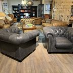 Stoere Vintage Chesterfield Bankstel 3-1-1 Zits Antraciet Grijs thumbnail 6