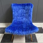 Iconic Miroslav Navratil Chair Blue Fluffy Fabric For Český Nábytek 1960S thumbnail 6