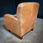 2 Sets Van 2 Vintage Cognac Leren Club-Fauteuils thumbnail 12