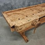 Antieke Werkbank Sidetable Keukeneiland 19E Eeuws 250 Cm thumbnail 16