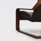 Scandinavian Bent Wood And Leather Lounge Chair 1960S thumbnail 7