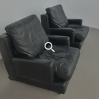 2 Rare Artifort Black Sadel Leather Lounge Fauteuils thumbnail 4
