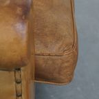 Comfortabele En Stijlvolle Vintage Schapenleren Fauteuil/armchair Met Rechte Vormen thumbnail 12