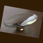 Vintage Prachtige Design Ovalen Glazen Schaal Bruin/geel, Jaren '70/'80 thumbnail 5