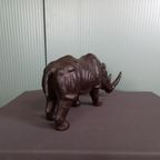 Grote Zeer Decoratieve Leren Neushoorn thumbnail 2