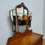 Brocante Vintage Kaptafel Make-up Tafel Met Drieluikspiegel thumbnail 12