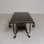 Vintage Salontafel Met 2 Glazen Bladen Met 50s Print thumbnail 2