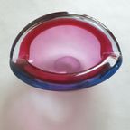 Vintage Murano Glas Asbak Roze Blauw thumbnail 9