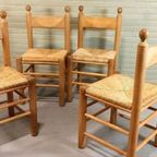 Set Van 4 Vintage Charles Dudouyt Stijl Eetkamerstoelen thumbnail 7