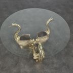 Vintage Brass Swan Coffee Table, France, 1970S thumbnail 5